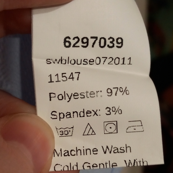 🧁B2G1🧁 SHEIN Pale Blue Long-Sleeve Lace Neck Bow Blouse - Picture 5 of 7